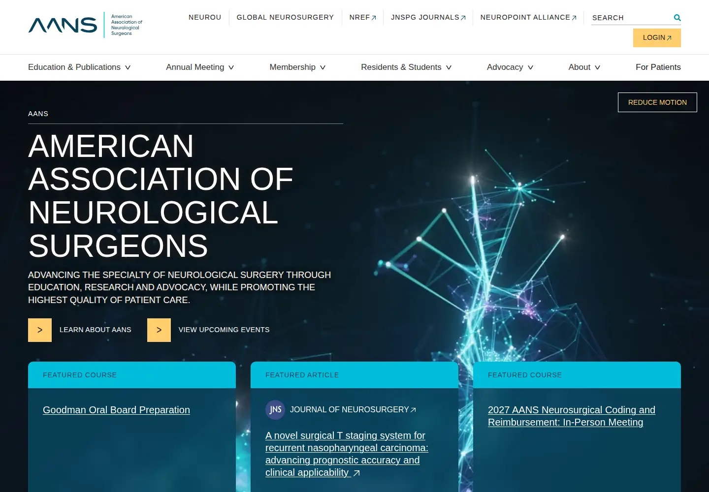 Captured homepage of aans.org in the current scan