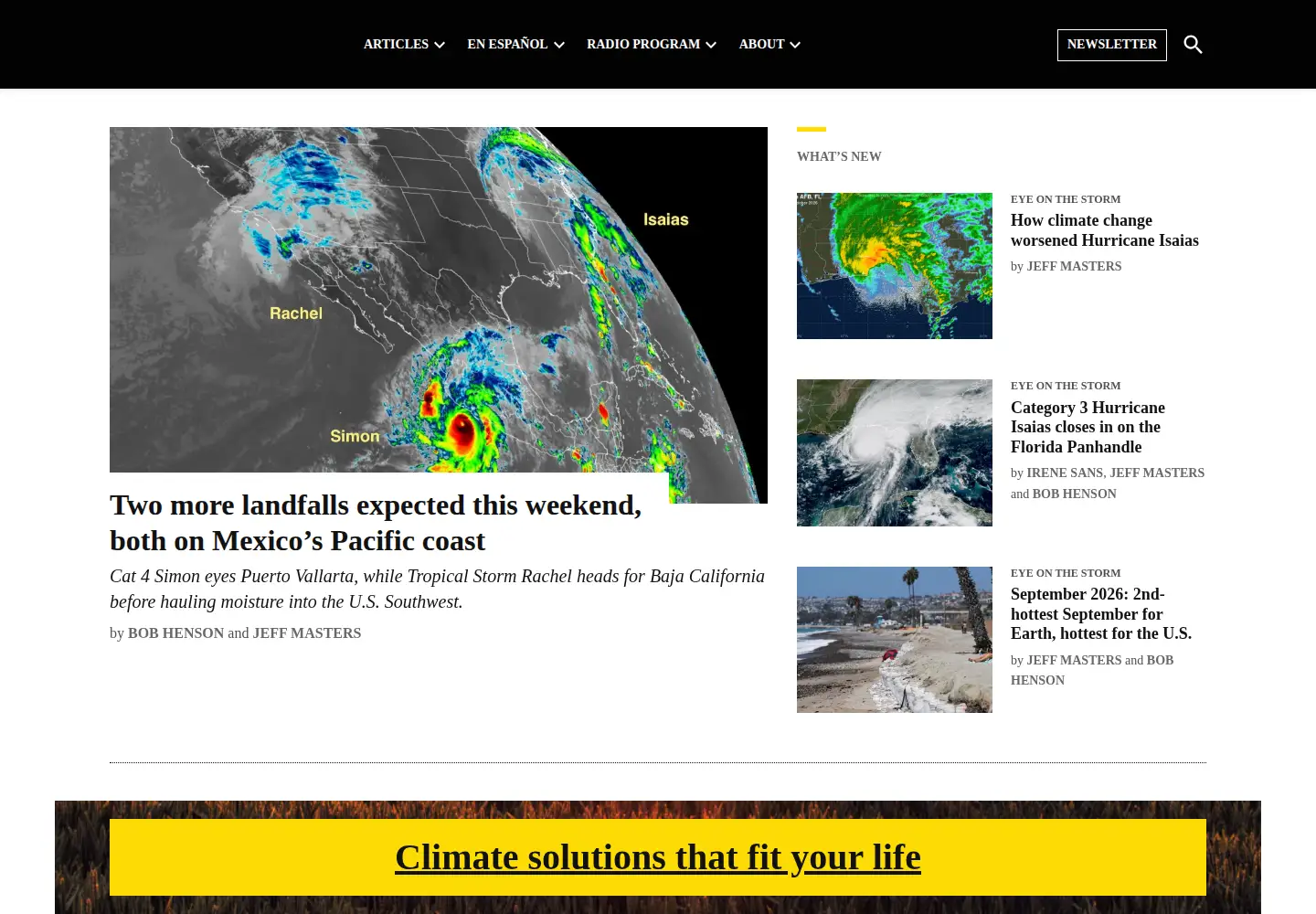 Captured homepage of yaleclimateconnections.org in the current scan