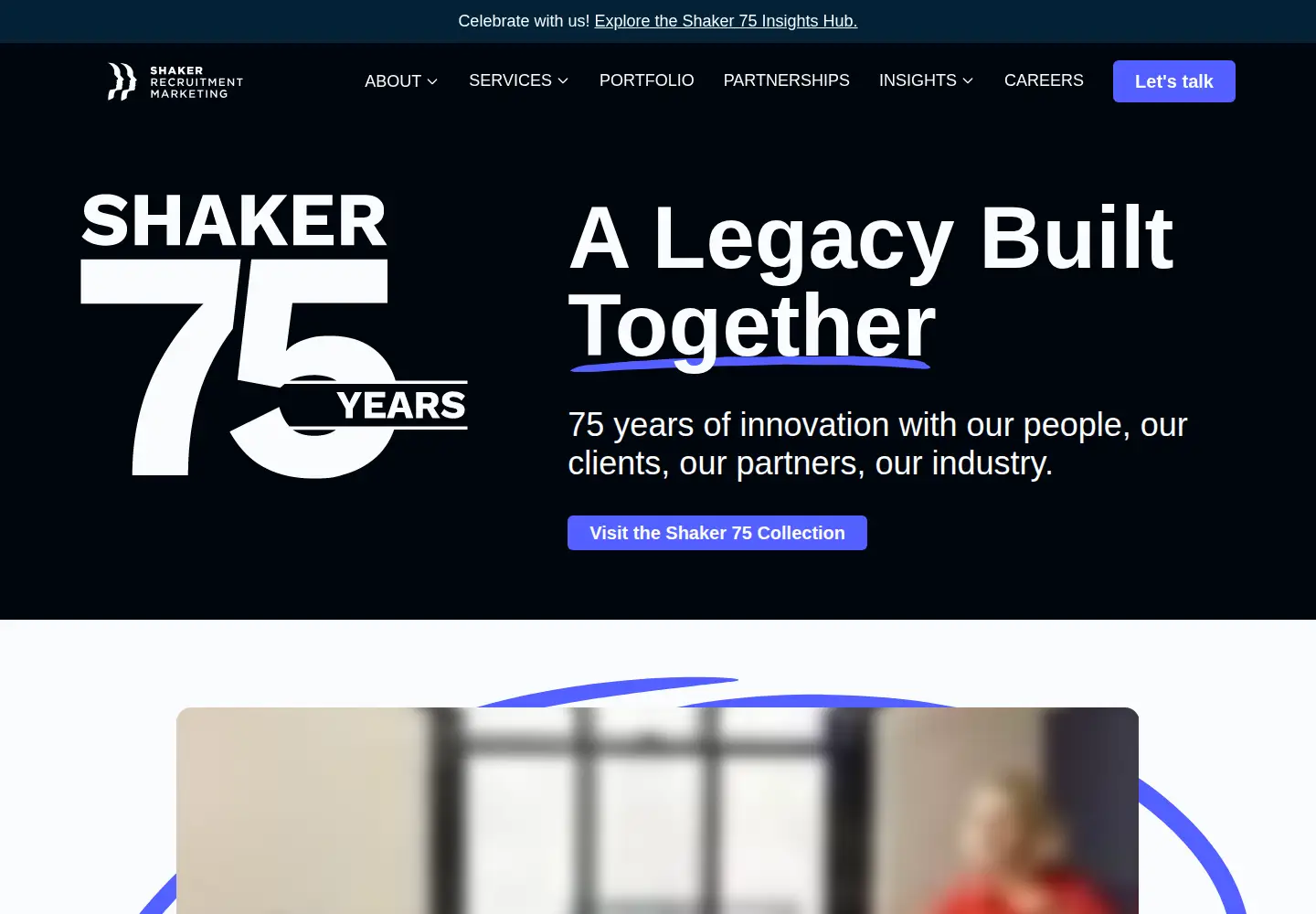 Captured homepage of shaker.com in the current scan