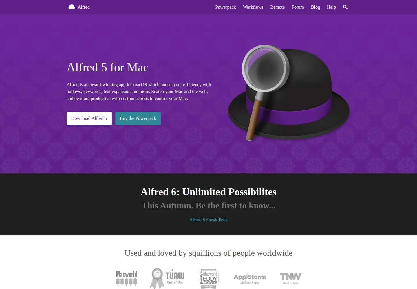 Screenshot of alfredapp.com
