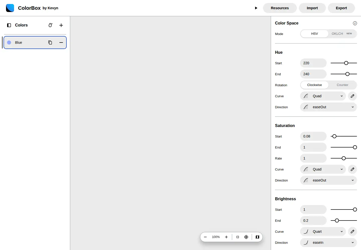 Screenshot of colorbox.io