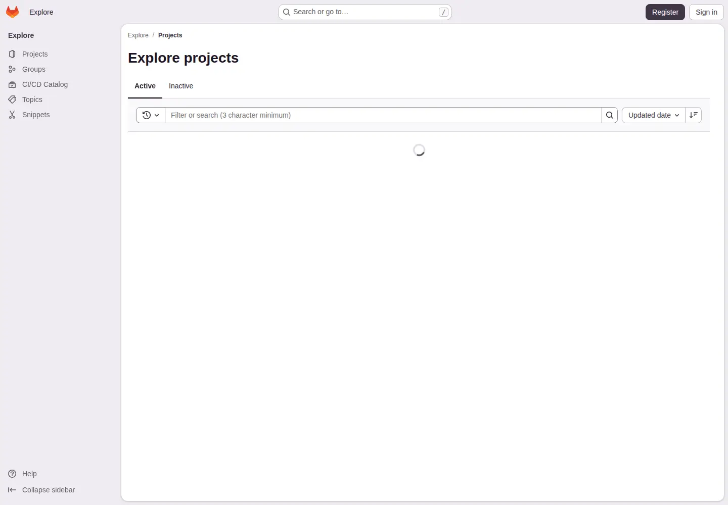 Captured homepage of framagit.org in the current scan