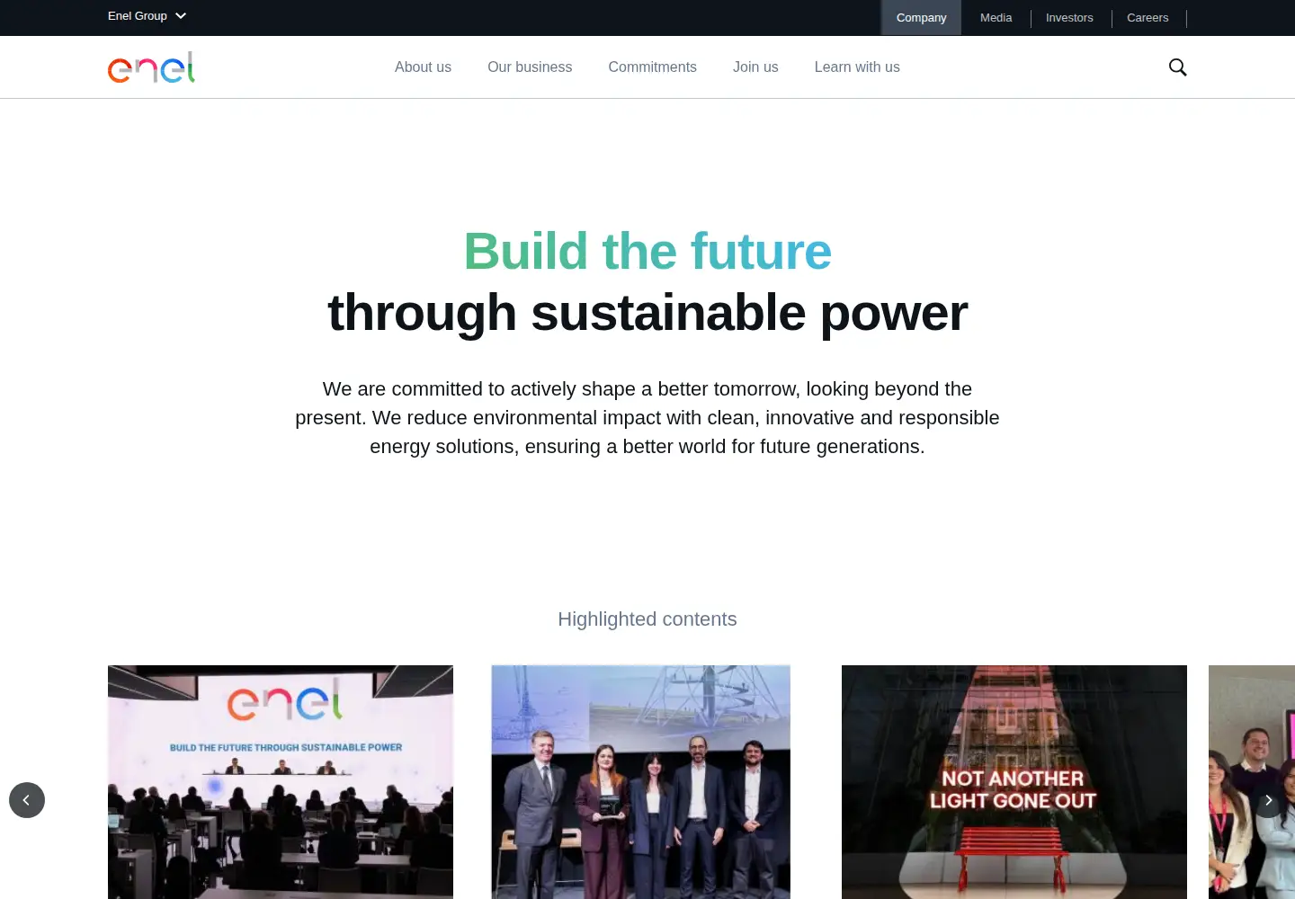 Screenshot of enel.com