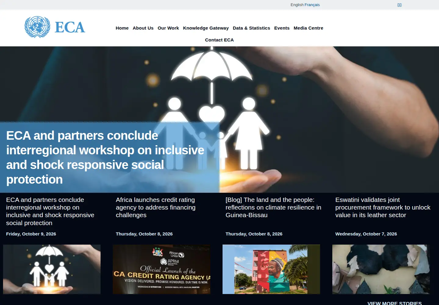 Captured homepage of uneca.org in the current scan