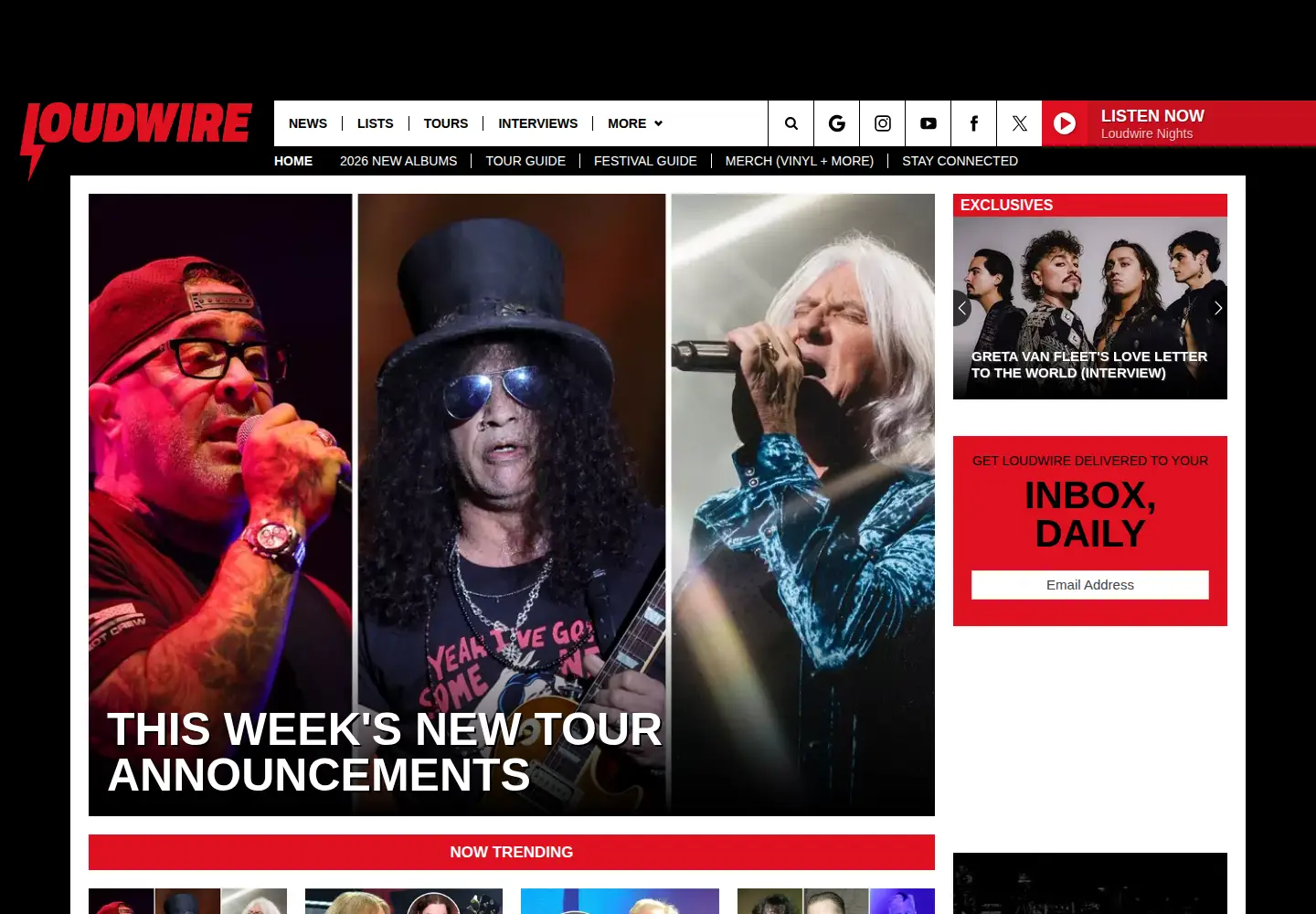 Screenshot of loudwire.com