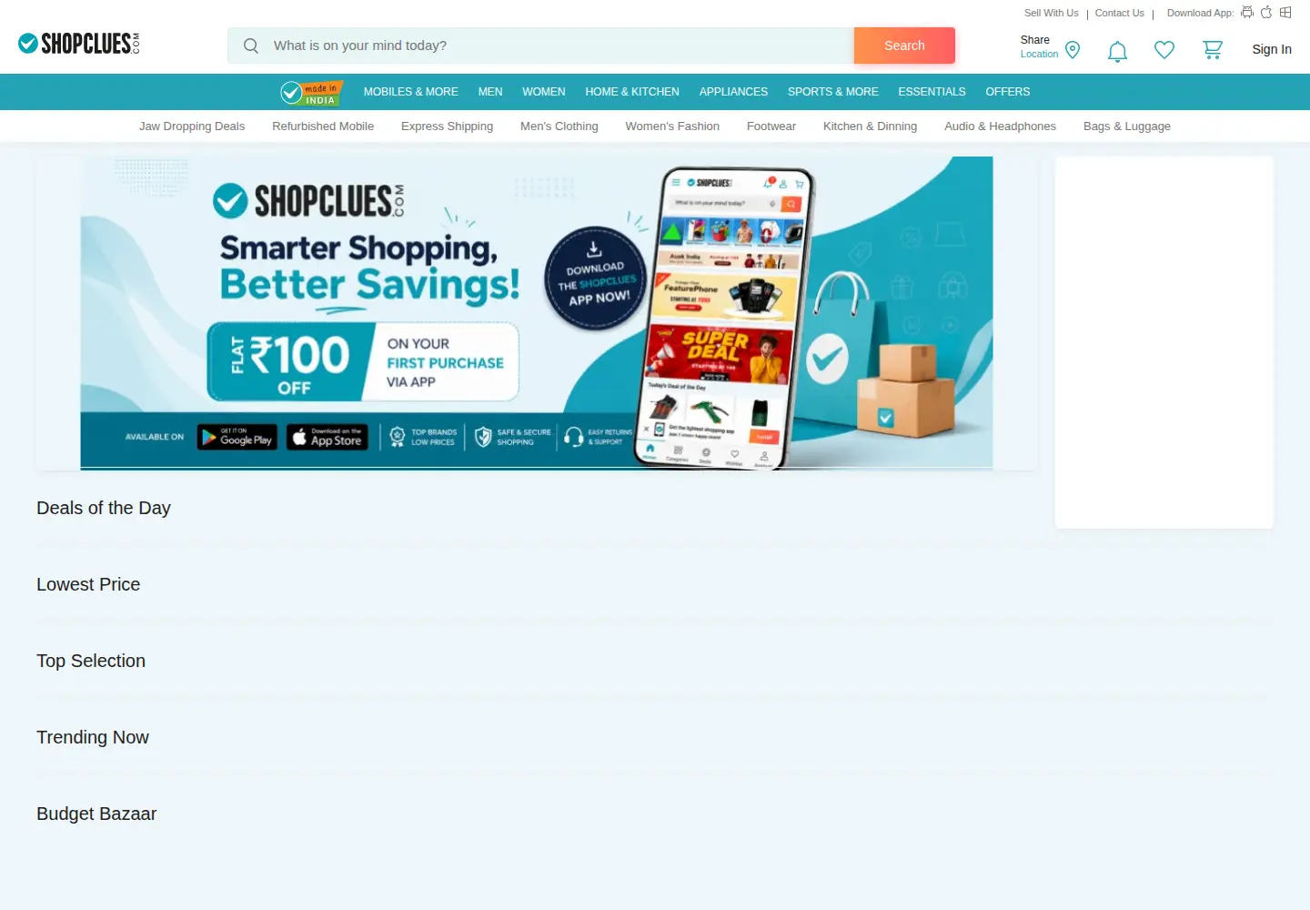 Screenshot of shopclues.com