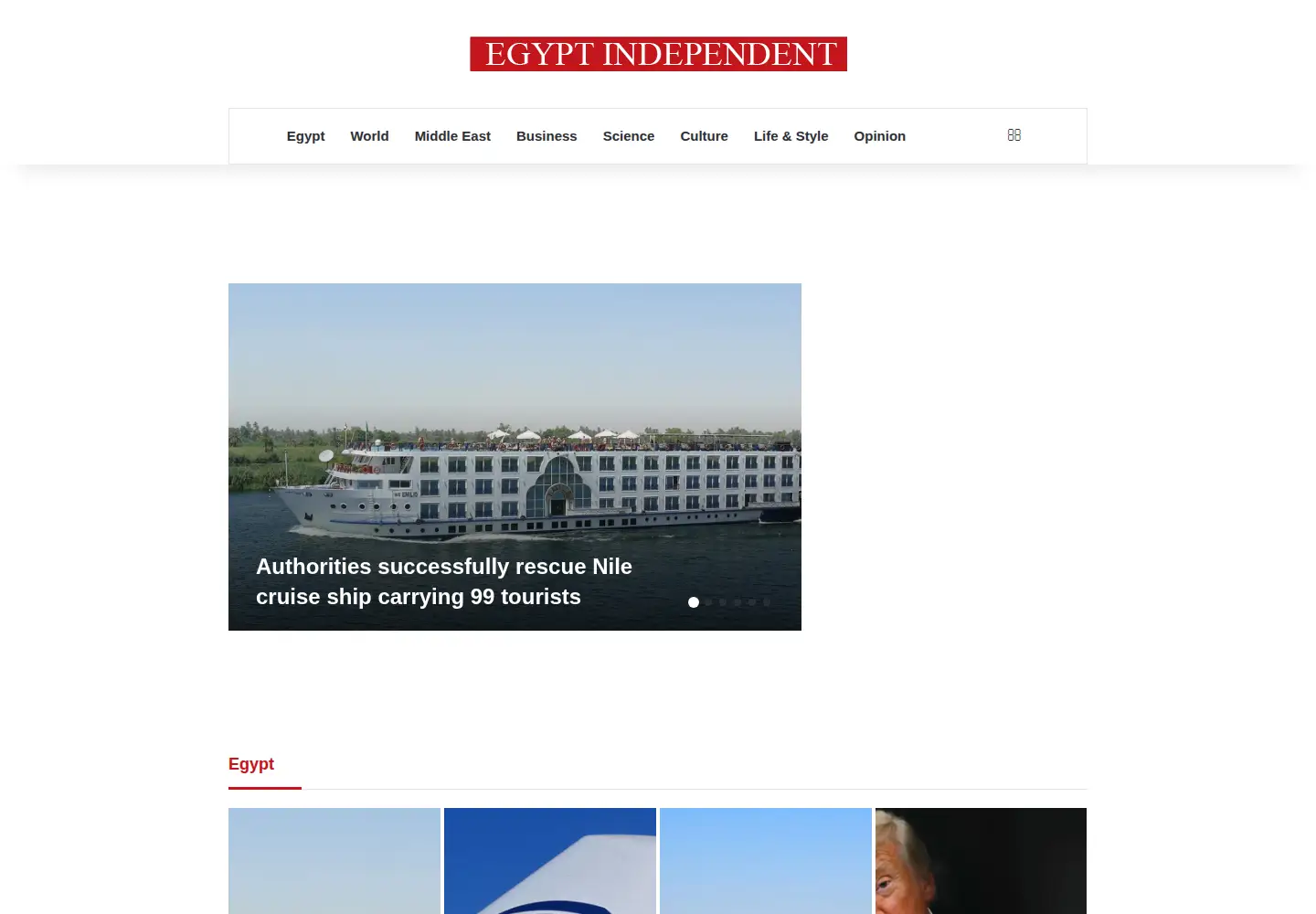 Captured homepage of egyptindependent.com in the current scan
