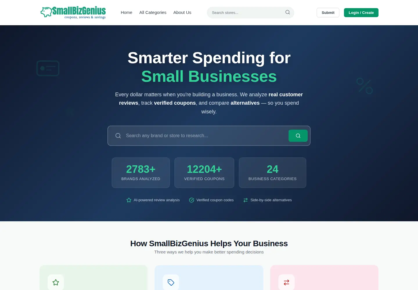 Captured homepage of smallbizgenius.net in the current scan