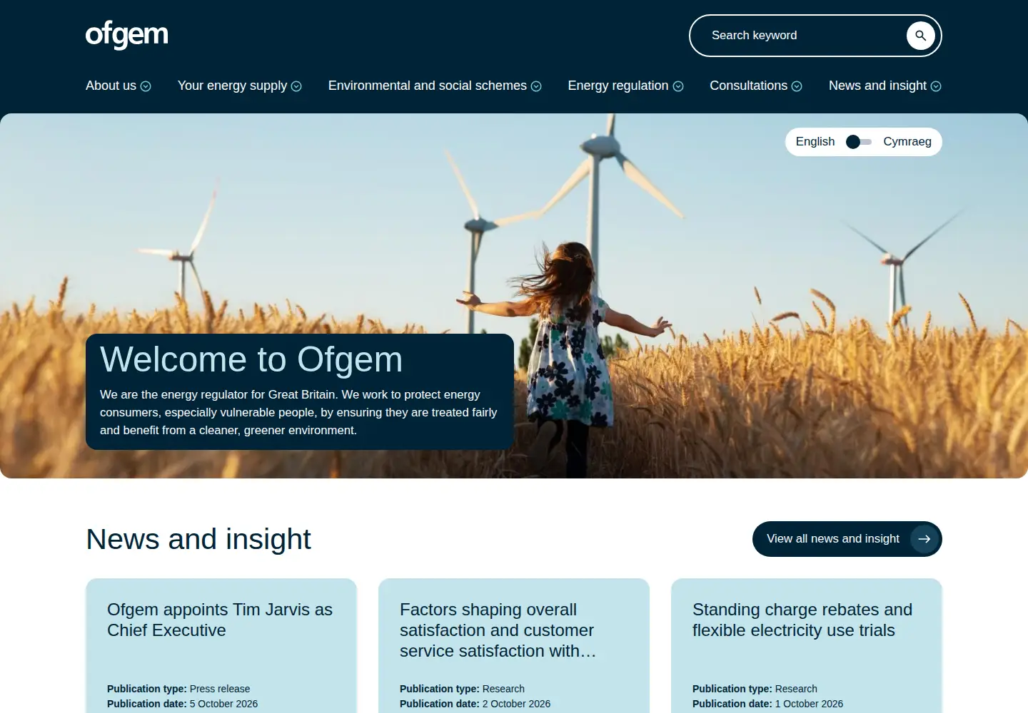 Screenshot of ofgem.gov.uk