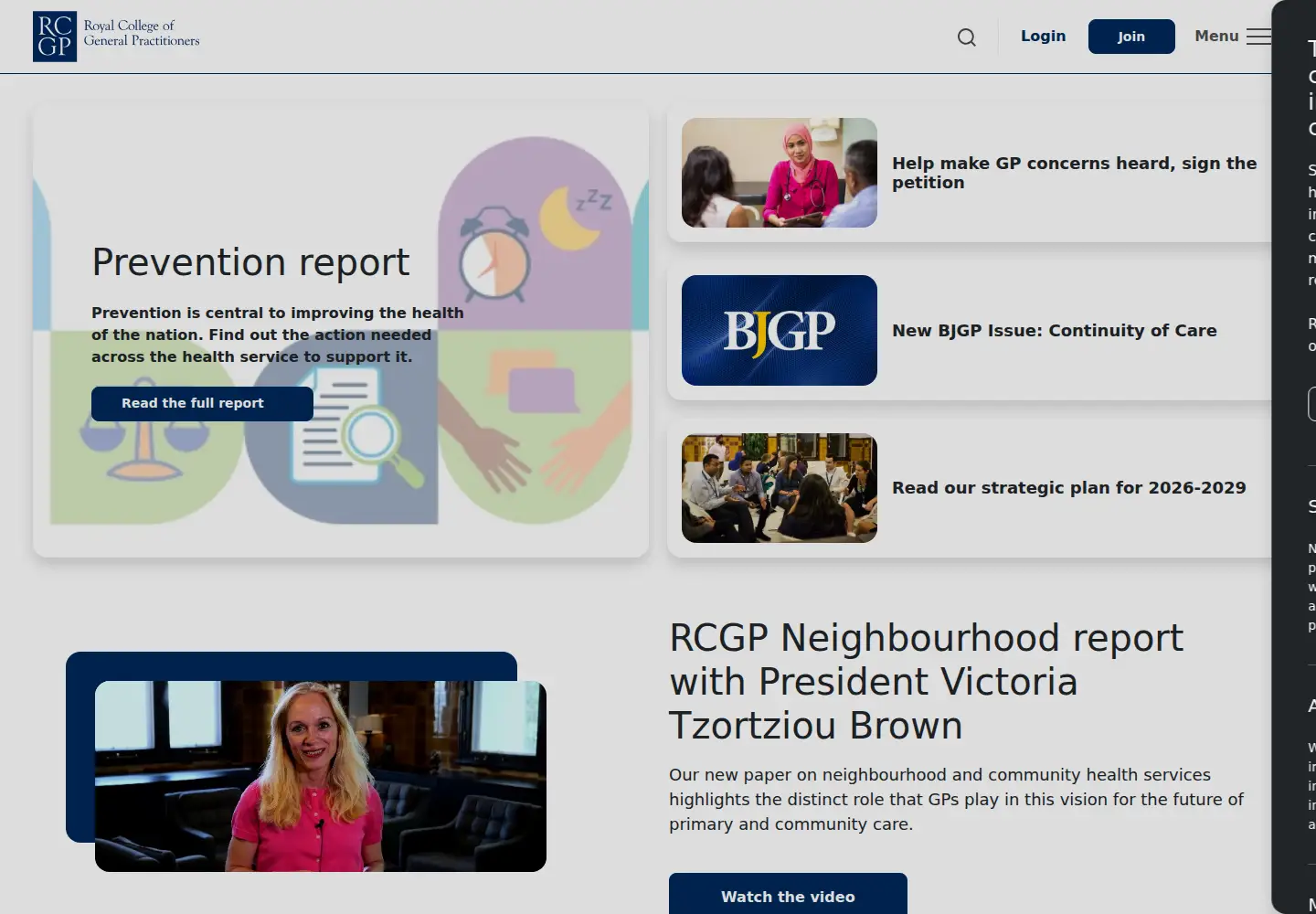 Captured homepage of rcgp.org.uk in the current scan