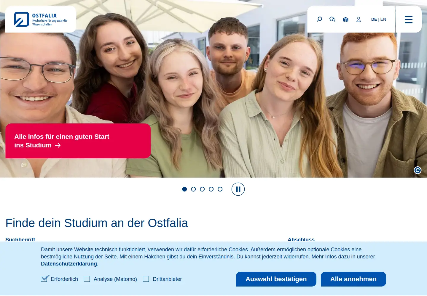 Screenshot of ostfalia.de