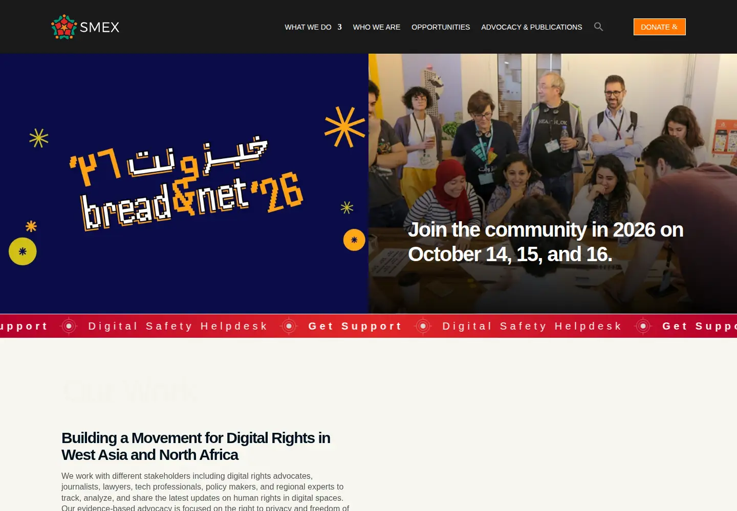 Captured homepage of smex.org in the current scan
