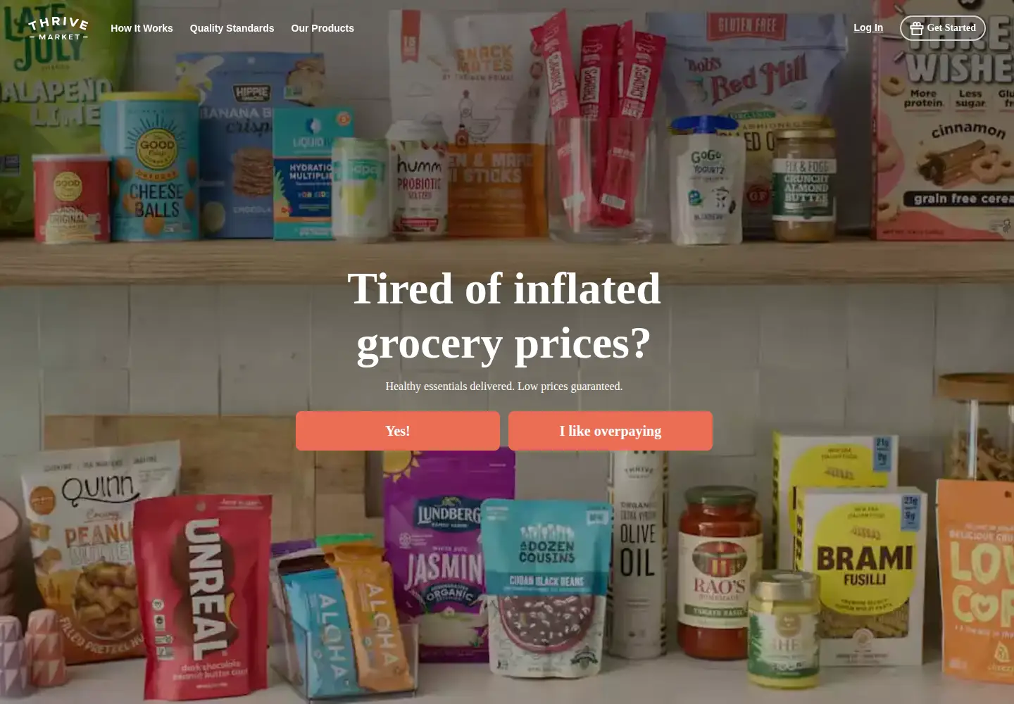 Captured homepage of thrivemarket.com in the current scan