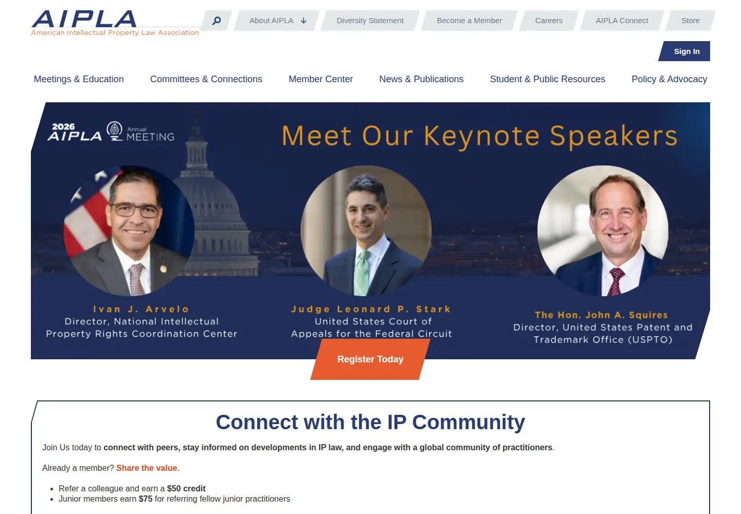 Captured homepage of aipla.org in the current scan