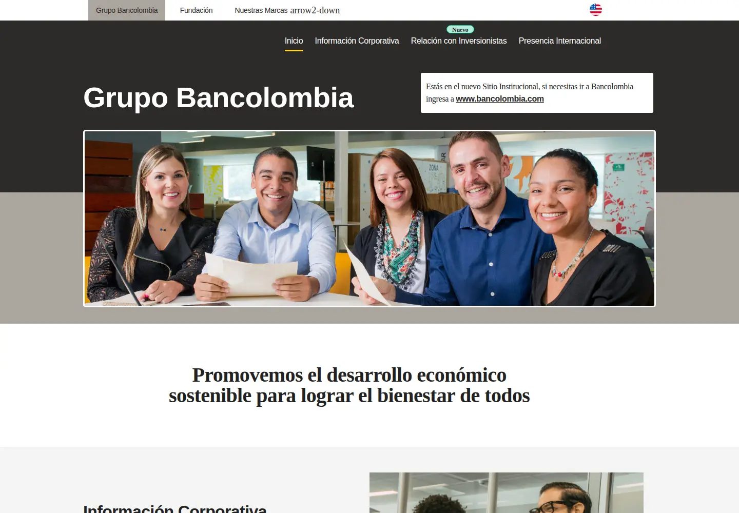 Screenshot of grupobancolombia.com