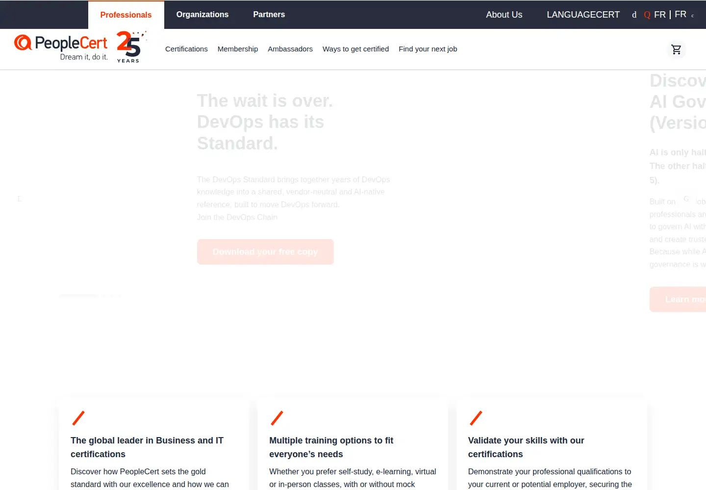 Captured homepage of peoplecert.org in the current scan