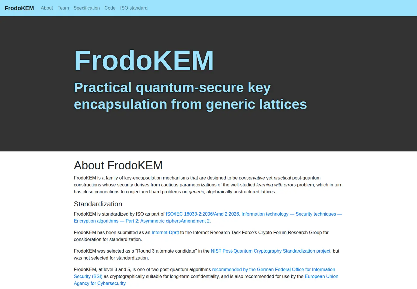 Screenshot of frodokem.org