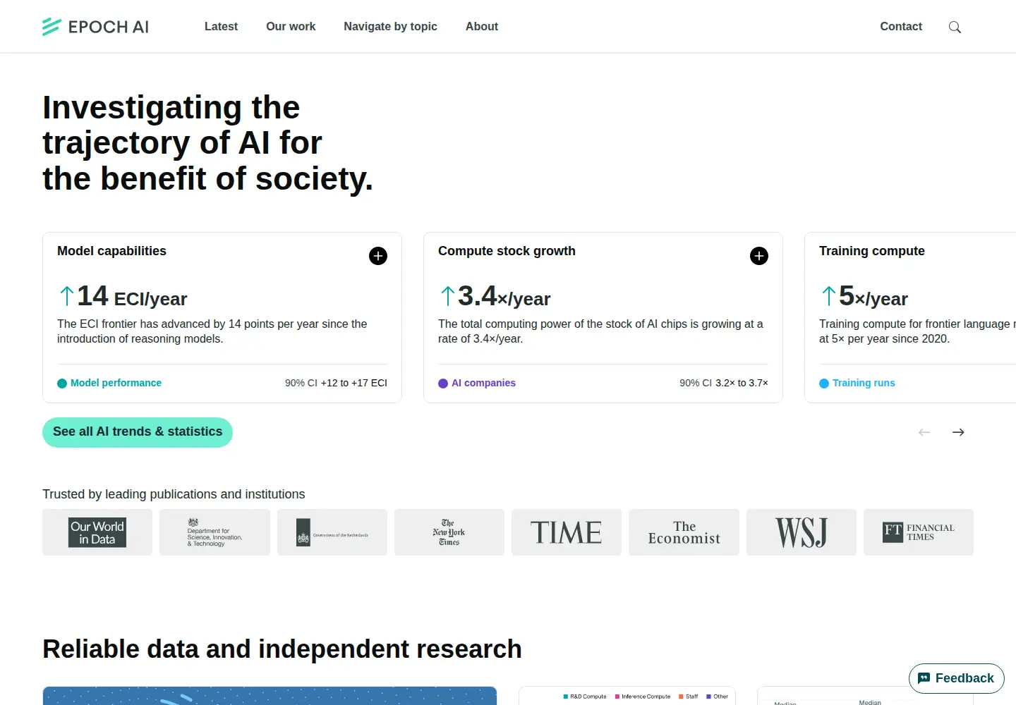 Captured homepage of epoch.ai in the current scan