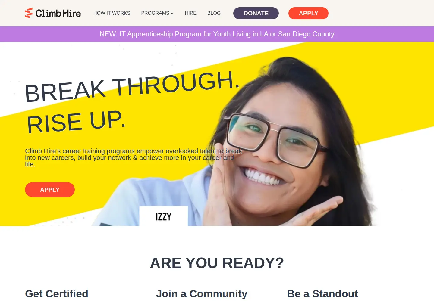 Captured homepage of climbhire.co in the current scan