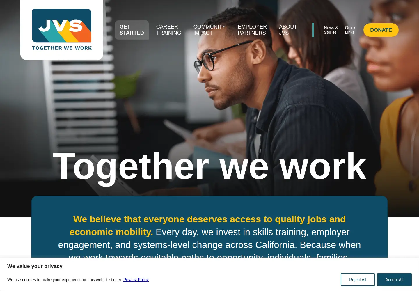 Captured homepage of jvs.org in the current scan