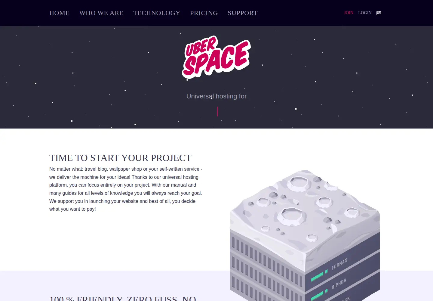 Screenshot of uberspace.de