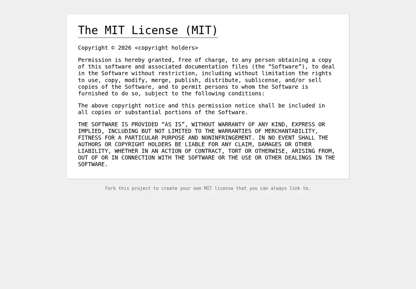 Captured homepage of mit-license.org in the current scan