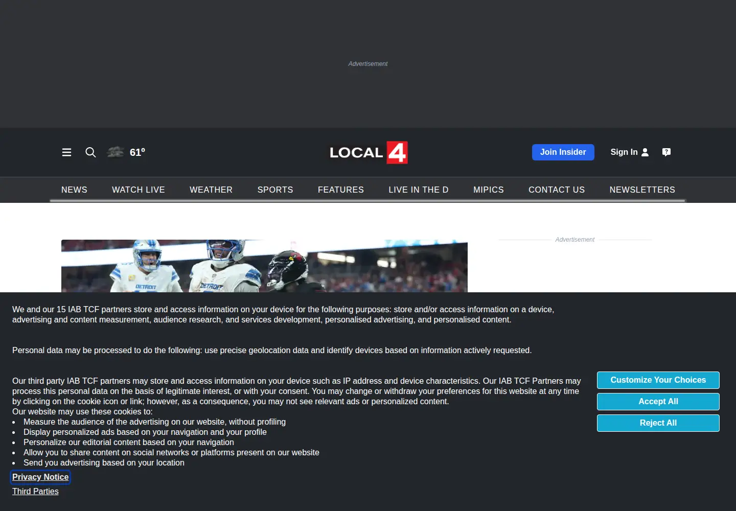 Captured homepage of clickondetroit.com in the current scan