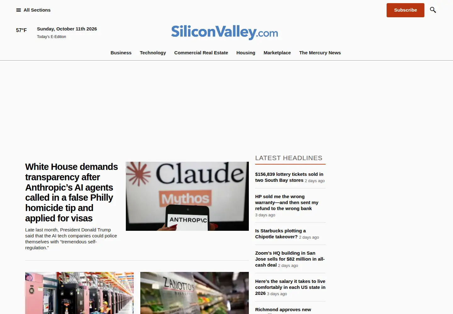 Captured homepage of siliconvalley.com in the current scan
