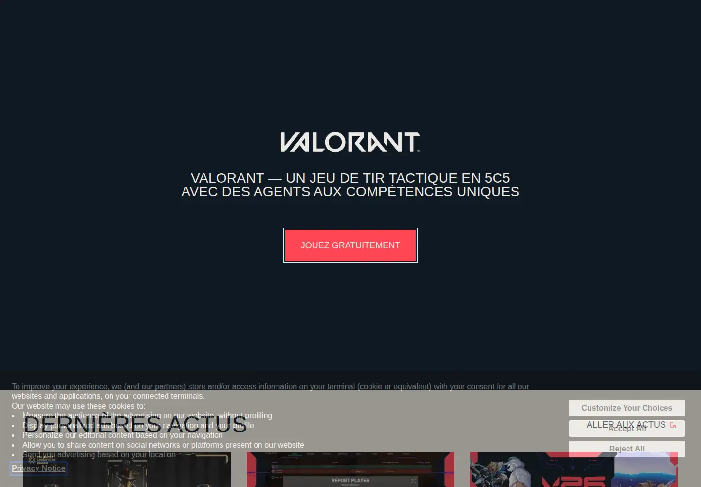 Screenshot of playvalorant.com