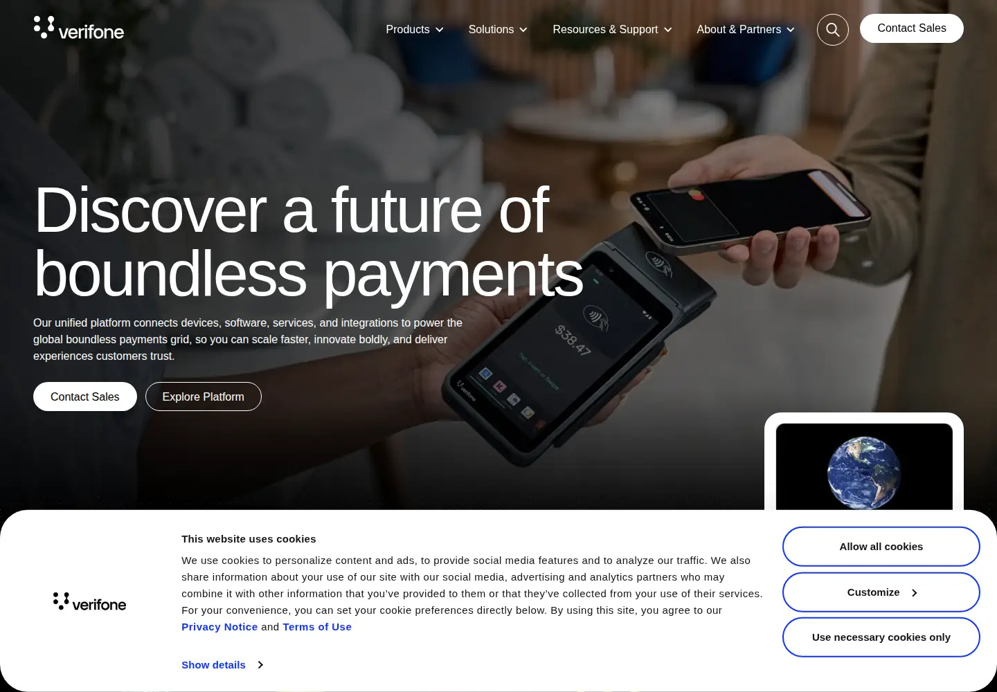 Screenshot of verifone.com