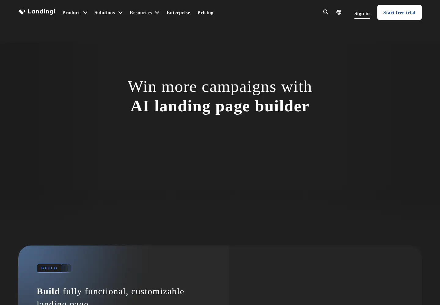 Captured homepage of landingi.com in the current scan