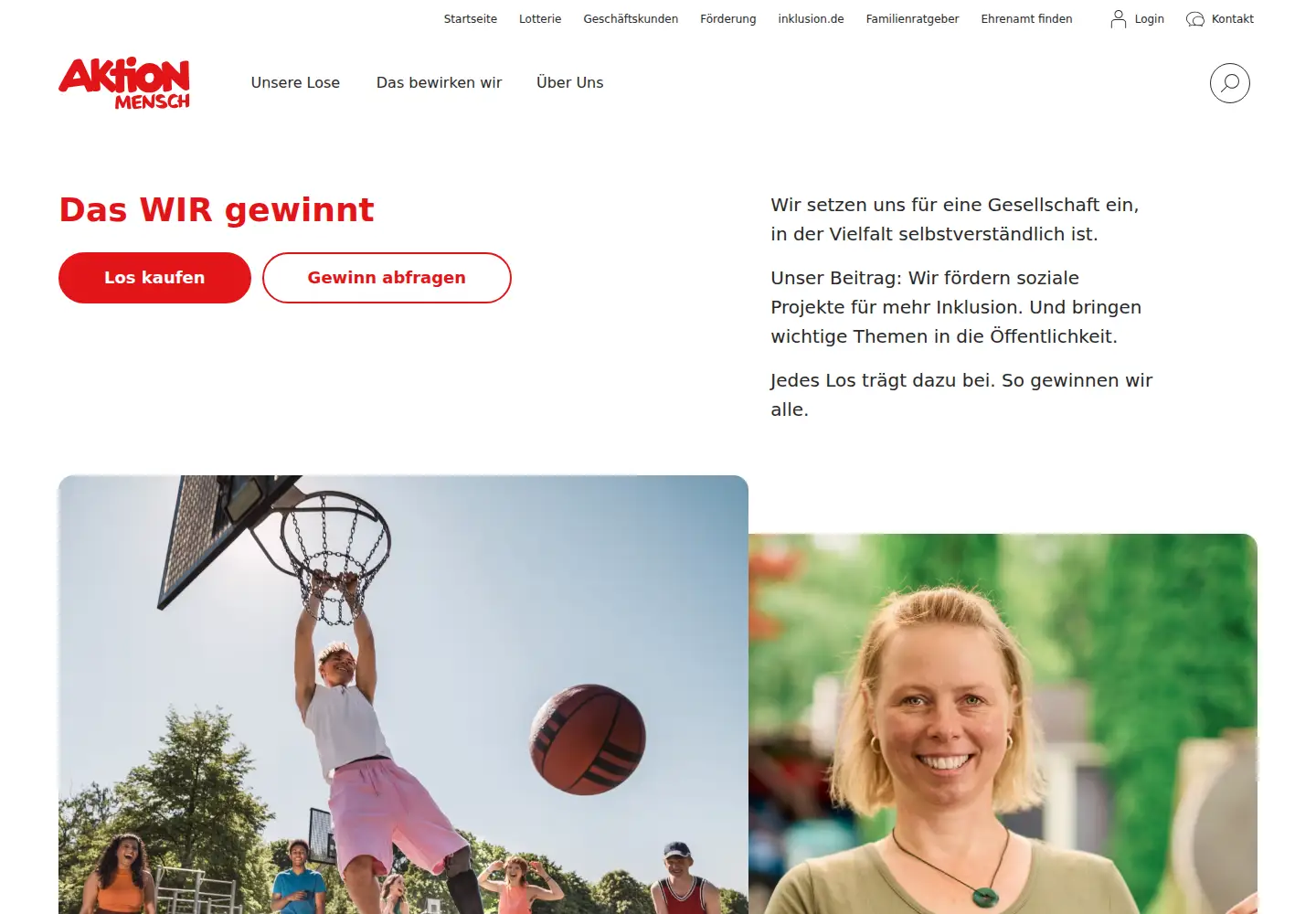 Screenshot of aktion-mensch.de