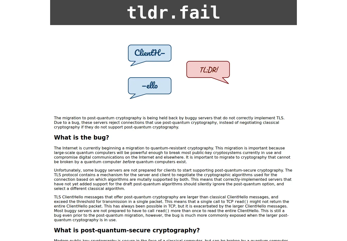 Screenshot of tldr.fail