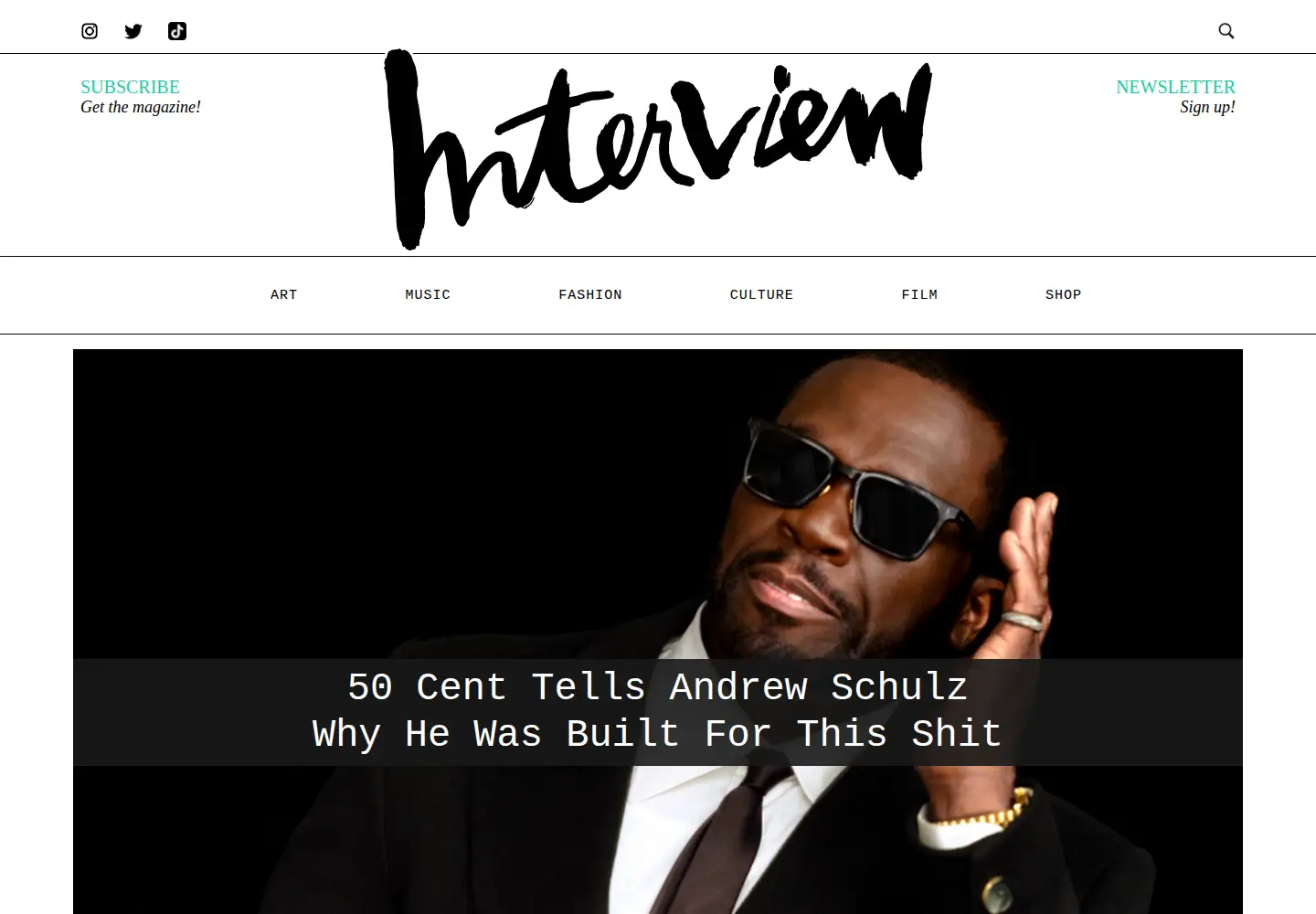 Screenshot of interviewmagazine.com