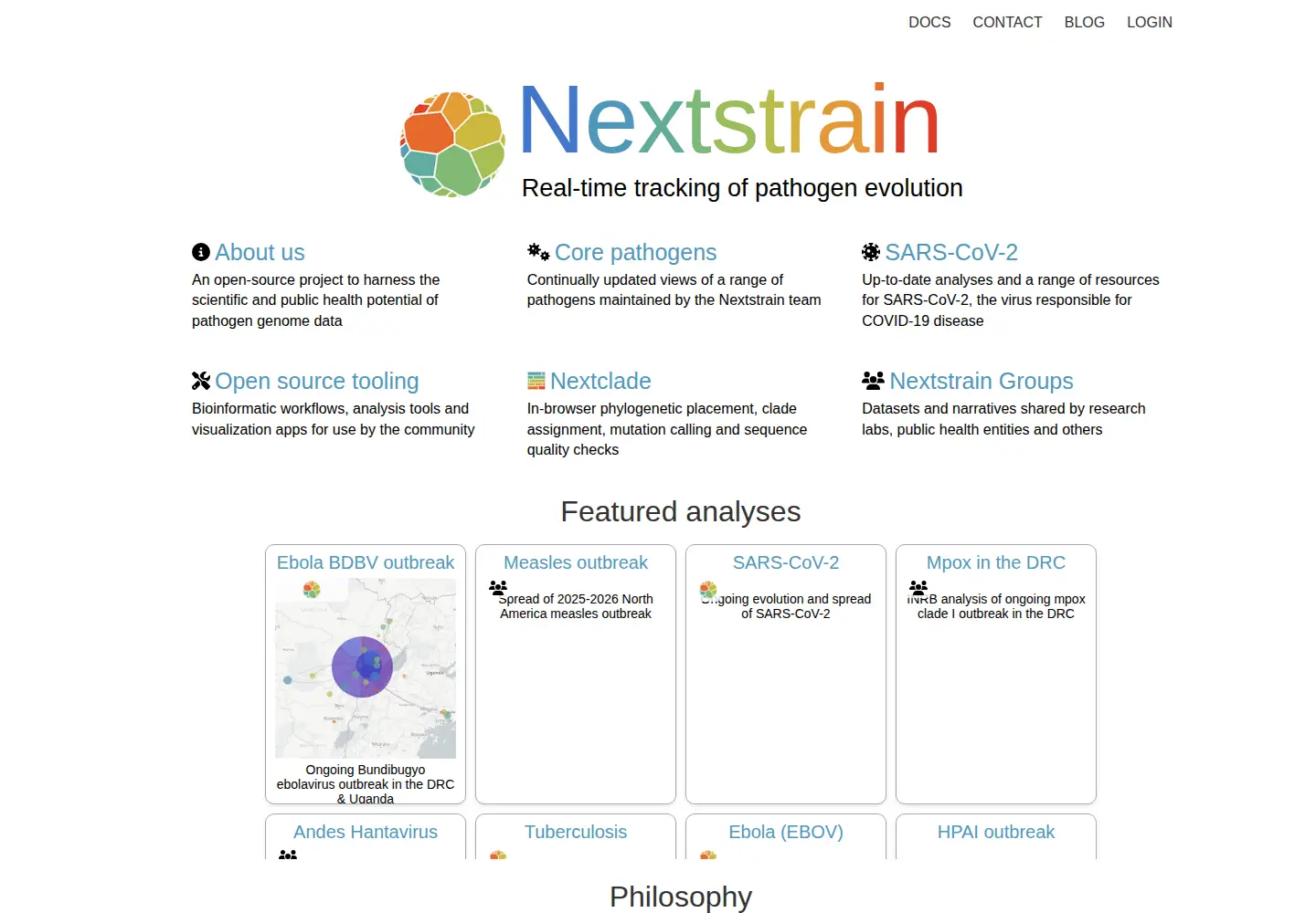 Screenshot of nextstrain.org
