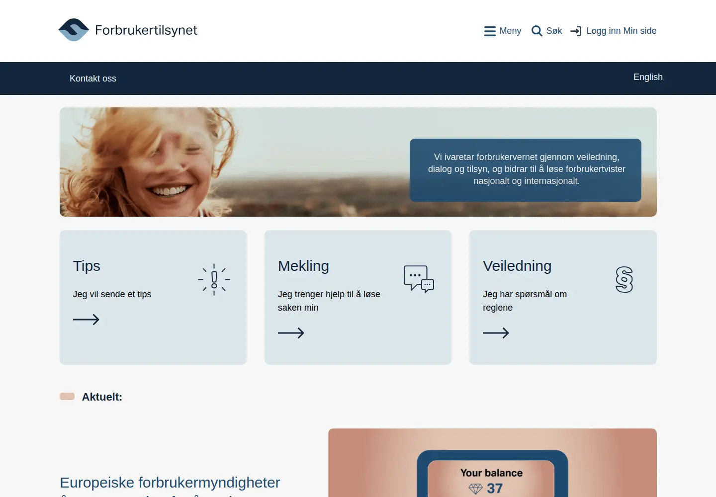 Screenshot of forbrukertilsynet.no