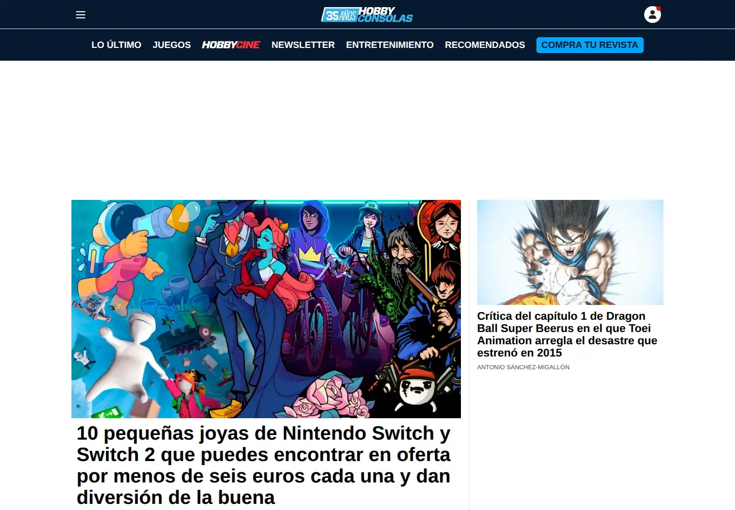 Screenshot of hobbyconsolas.com