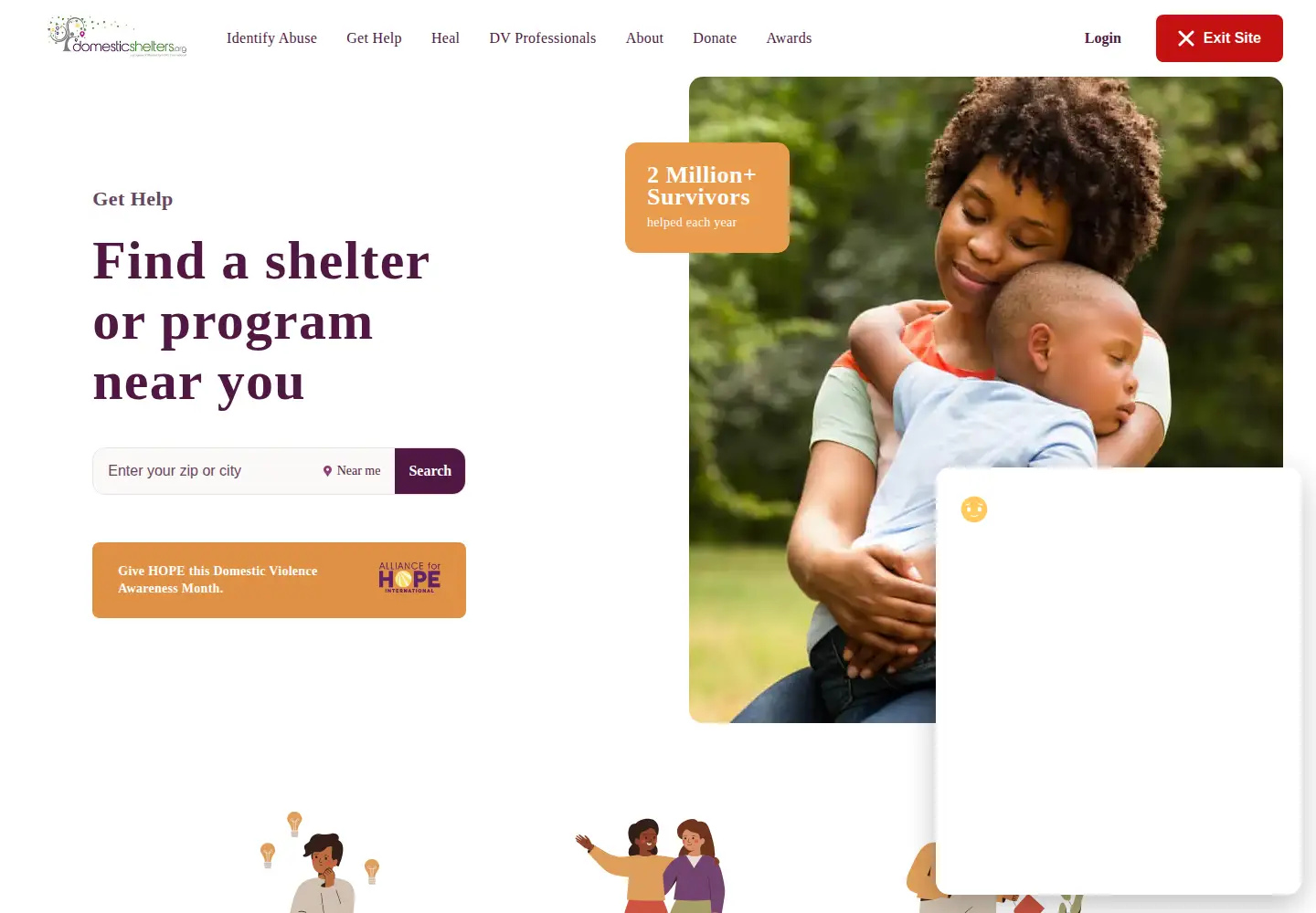 Captured homepage of domesticshelters.org in the current scan