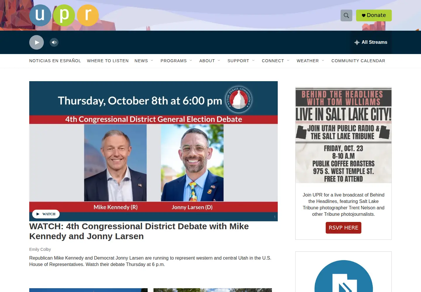 Captured homepage of upr.org in the current scan