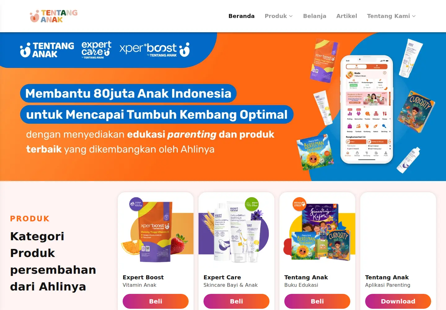 Captured homepage of tentanganak.com in the current scan