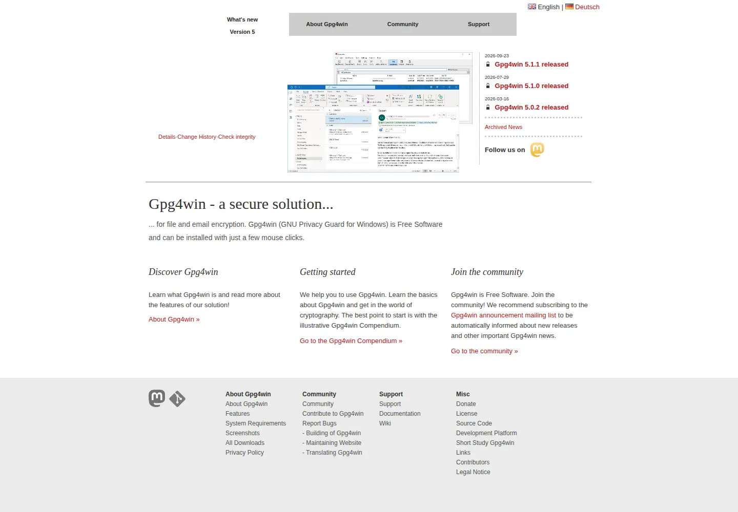 Screenshot of gpg4win.org
