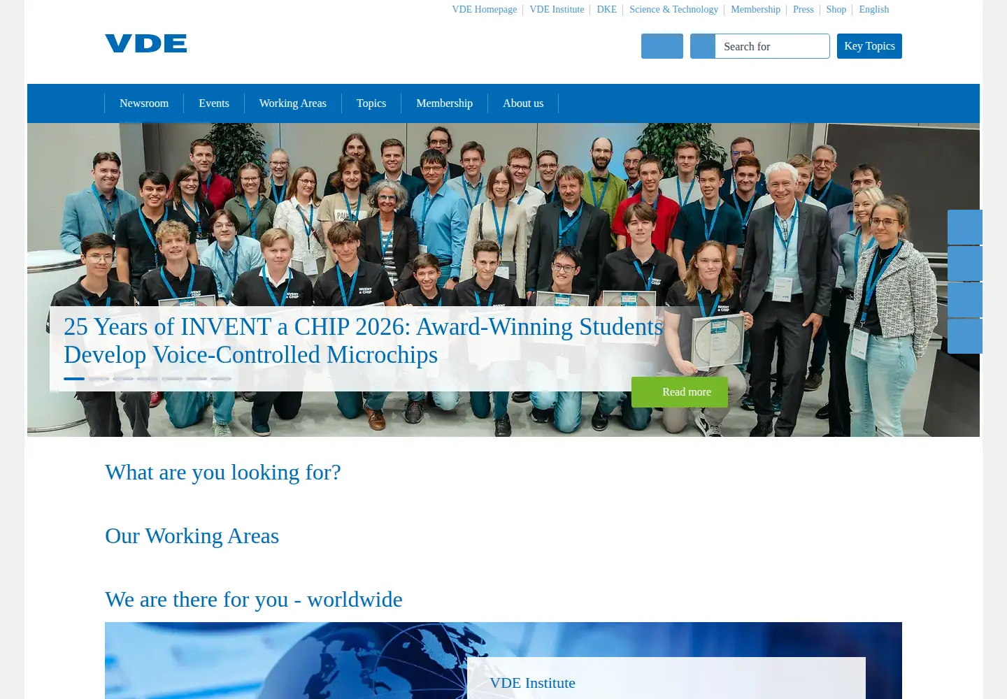 Captured homepage of vde.com in the current scan