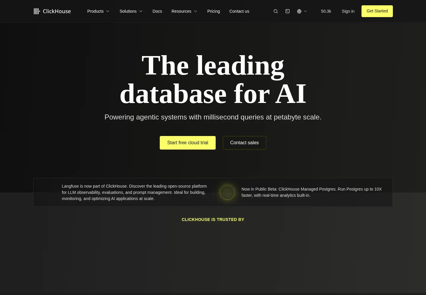 Captured homepage of clickhouse.tech in the current scan