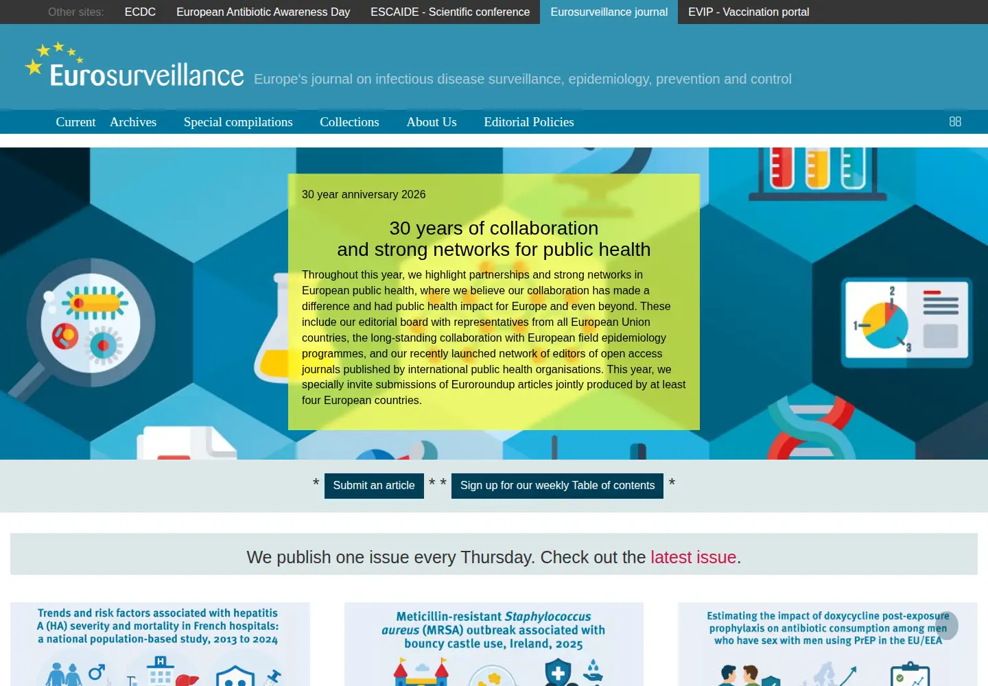 Screenshot of eurosurveillance.org