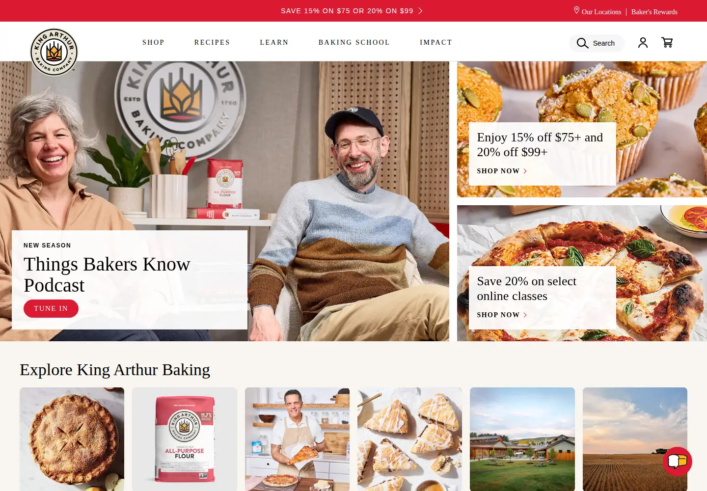 Screenshot of kingarthurbaking.com