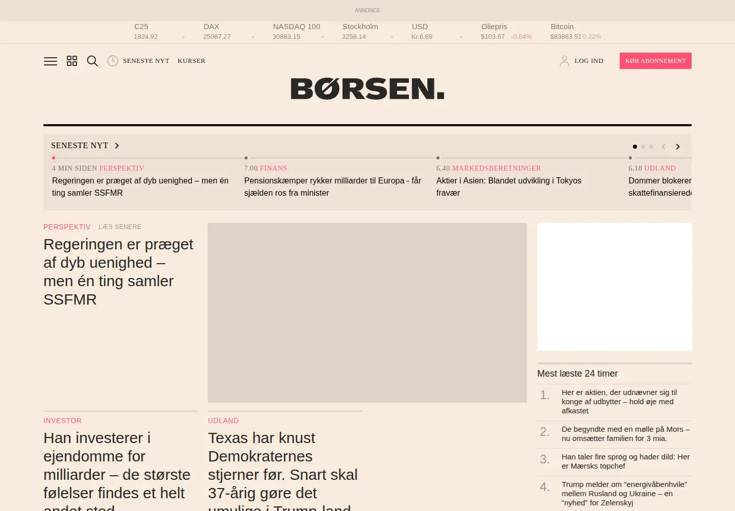 Captured homepage of borsen.dk in the current scan