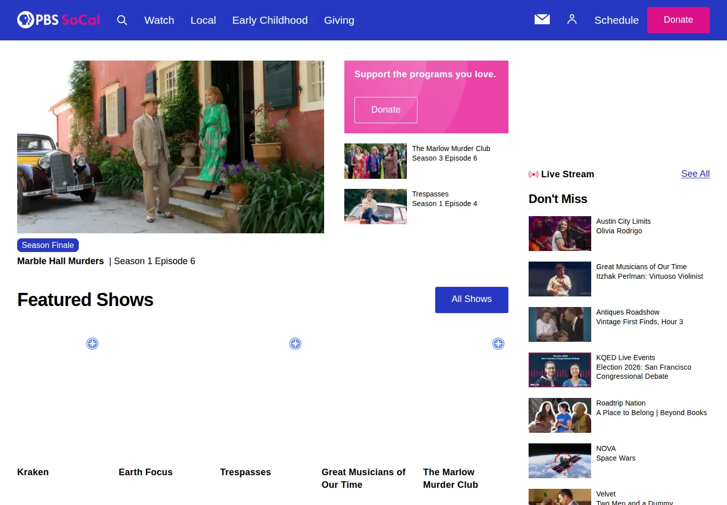 Captured homepage of kcet.org in the current scan