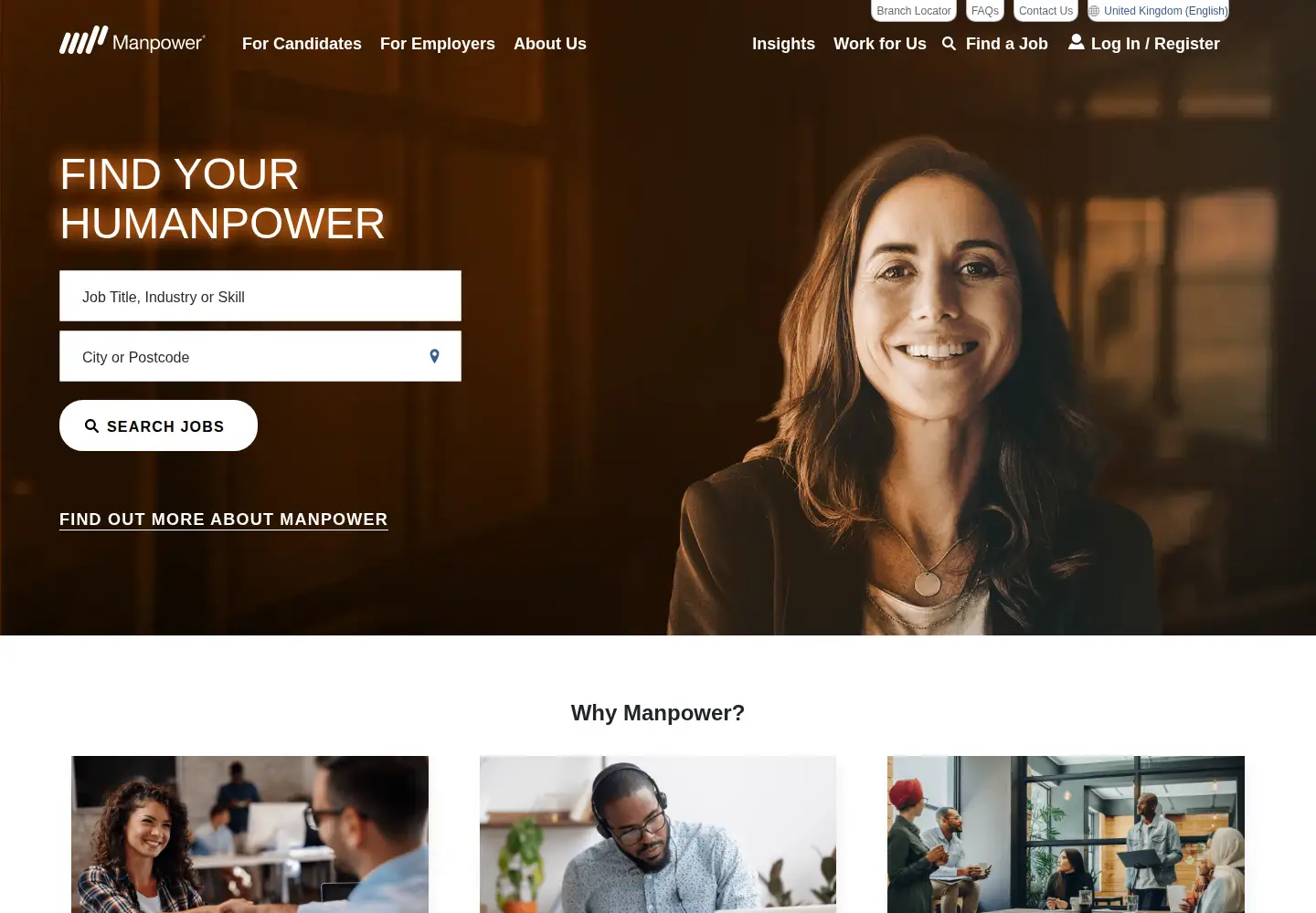 Screenshot of manpower.co.uk