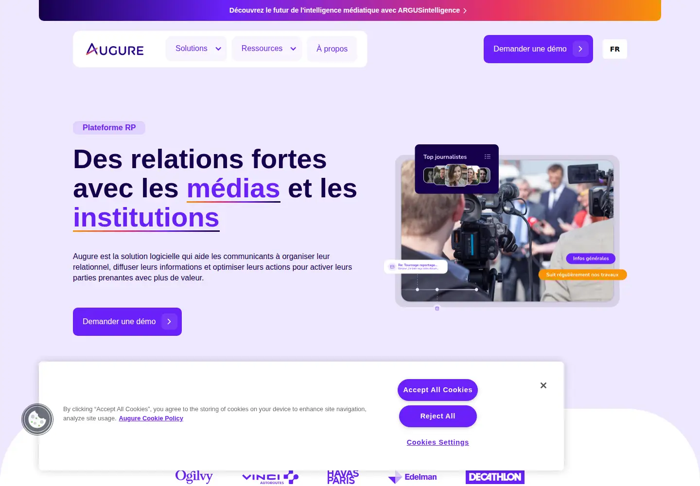 Captured homepage of augure.com in the current scan
