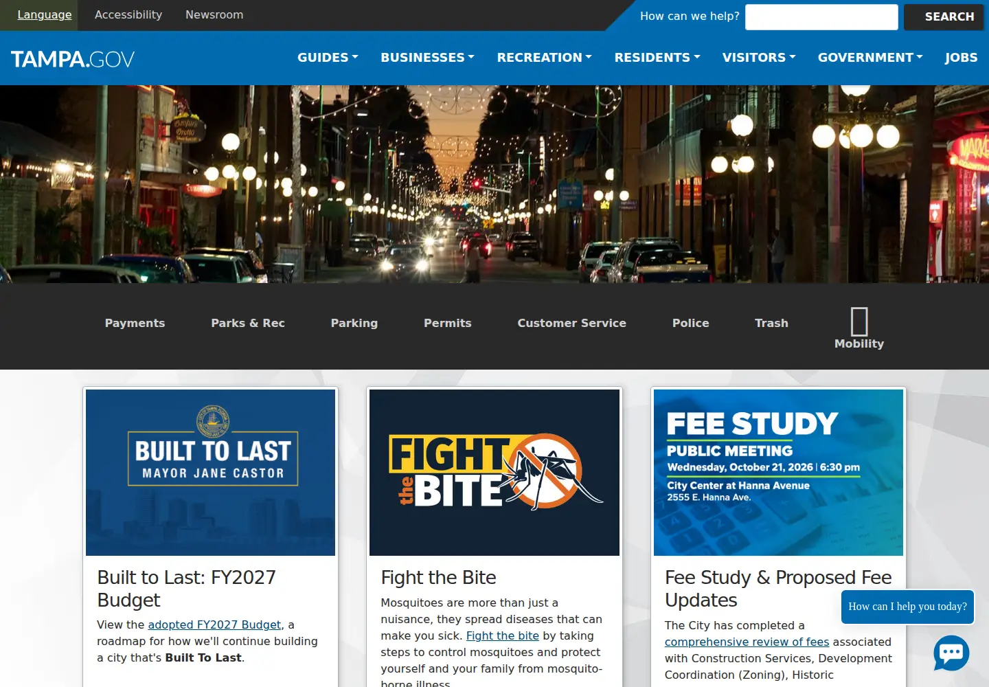 Screenshot of tampa.gov